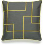 Jacquard cushion in yellow/grey